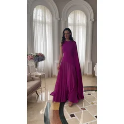 Elegant 2024 New  One-shoulder Floor-Length Evening Dress Fashion Chiffon A-line  Custom-made Prom Gown