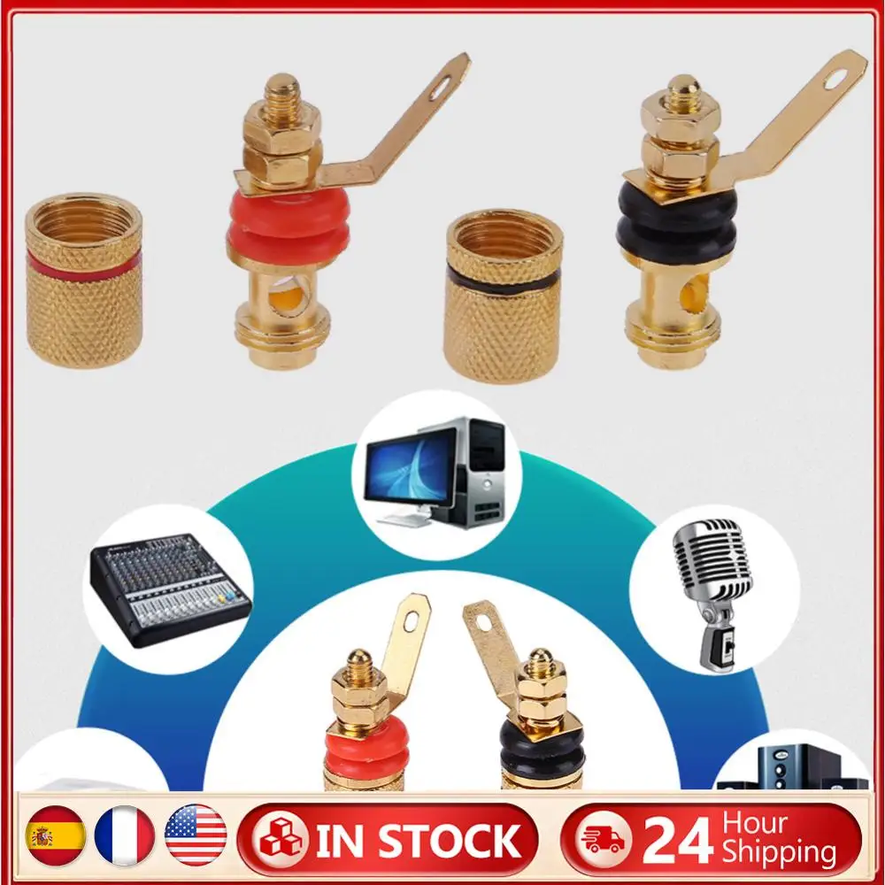 

2pcs Gold Plated Speaker Binding Posts Terminal 4mm Sockets for Banana Plug