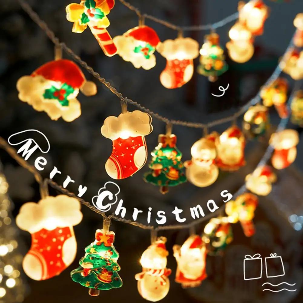 

Christmas Wreath Decor Battery Powered Led Santa Claus Snowman String Lights for Christmas Party Decorations Easy to Install