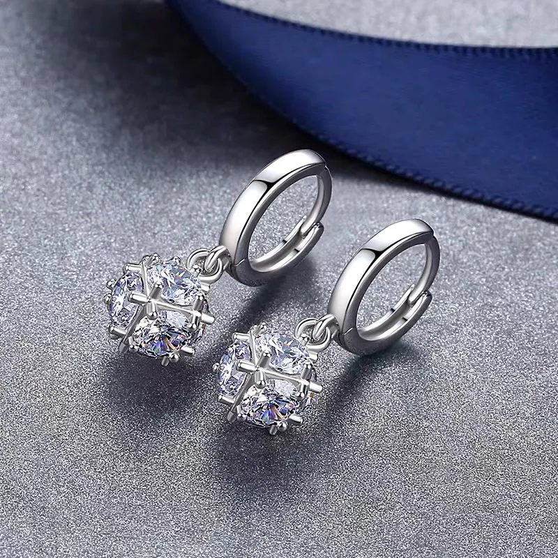 Original 925 Sterling Silver Crystal Zircon Ball Drop Earrings For Women Luxury Wedding Earings Fine Jewelry Gift