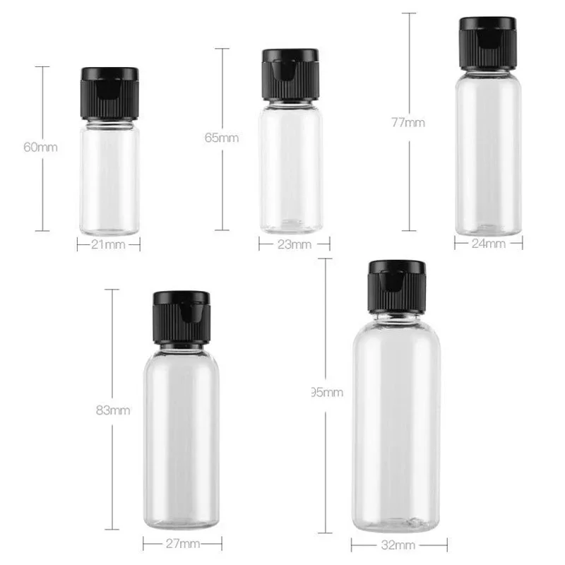 10Pcs 10-50ml PET Transparent Bottle with Flip Cap Cosmetic Containers Portable Travel Sample Bottles For Shampoo Conditioner