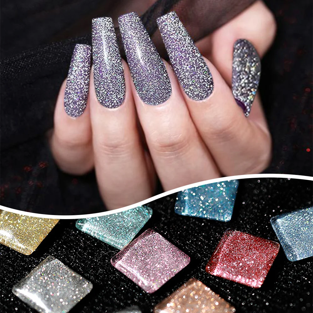 MIZHSE 7ML Reflecterende Top Coat Gel Nagellak Glanzende Glitter Vernis Semi Permanente Vernis Nagelgel Polish voor manicure Nail Art