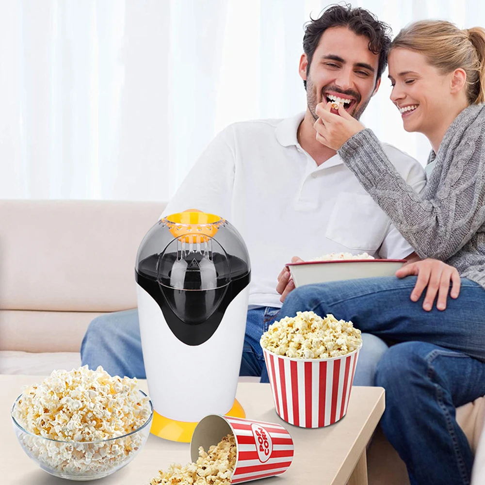 New 220V Popcorn Machine Household Mini Electric Blower Automatic Popcorn Maker with A Swirl The Non-stick Liner DIY Corn Popper