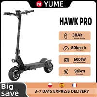 YUME HAWK Pro Electric Scooter, 3000W*2 Dual Motor 30Ah/26AH, Maximum Speed 80Km/h , 10x4.5' Road Tires, Mountain Buggy Scooter