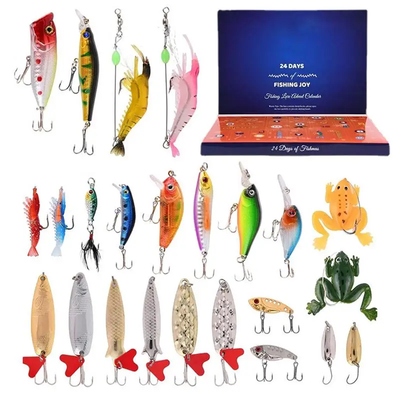 Advent Calendar Fishing Christmas Countdown Fishing Baits Set Christmas Advent Fishing Lure Baits Tackle Set For Adults Men