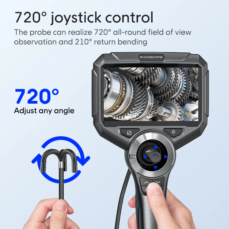 

HD 1080P 1M Flexible Cable Industrial Steering Endoscope 720 Degree Articulating Borescope Inspection Camera With 5" IPS Screen