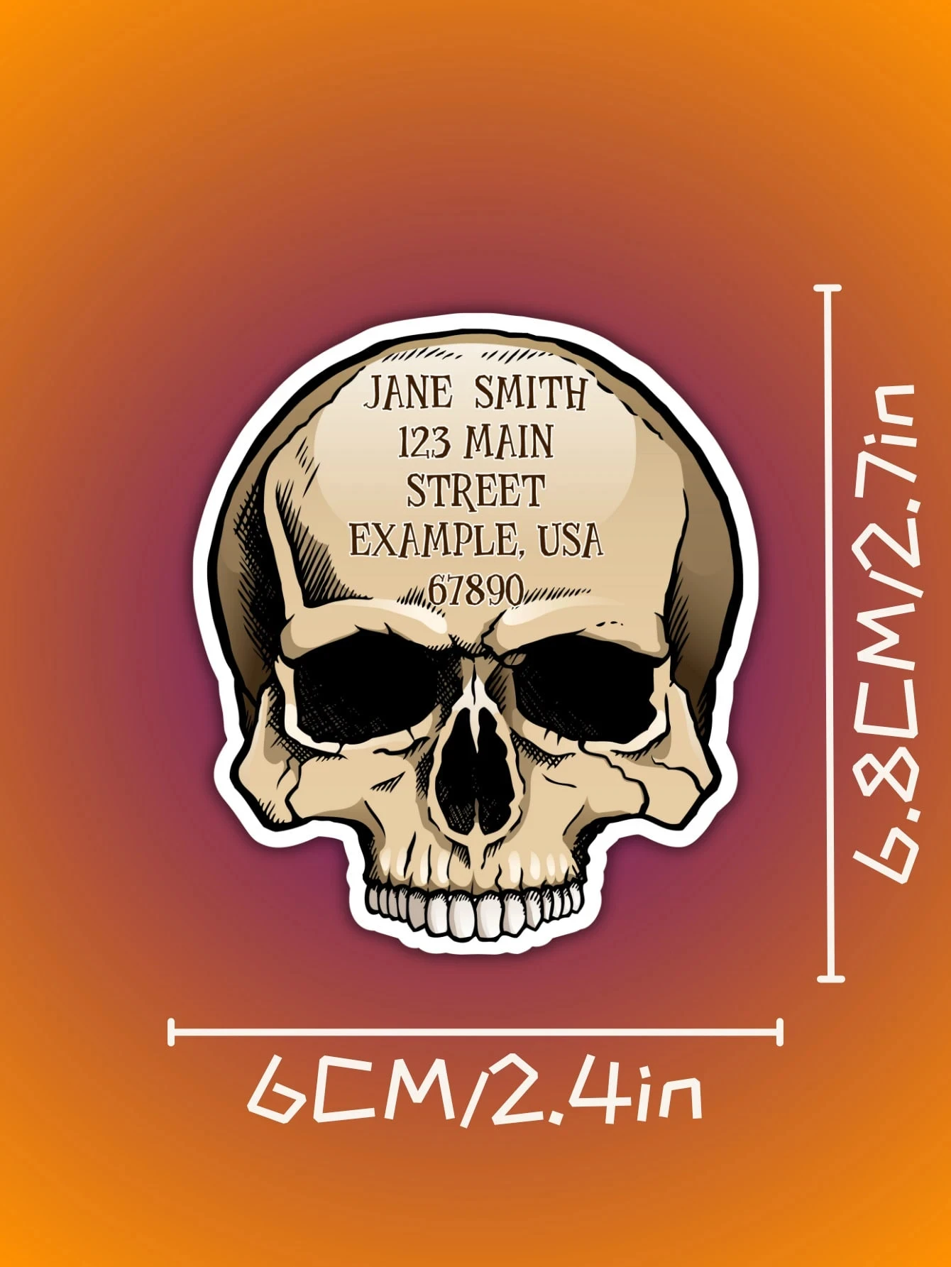 Etichette per indirizzi personalizzate 6 * 6,8 cm, adesivi per indirizzi a forma di teschio spettrale da 3-40 pezzi, adesivi postali personalizzati per il ritorno di Halloween