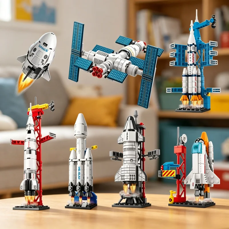 

Aerospace Manned Rocket, Launch Center & Space City Building Blocks Model Set - Aviation Craft Construction Kit