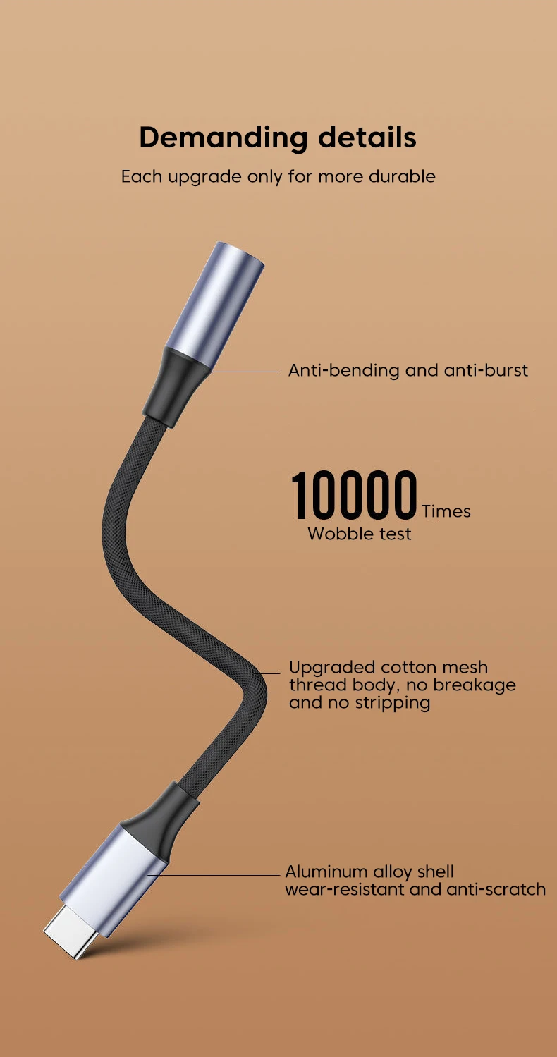USB Typ-C zu 3,5mm Klinke Aux-Adapter USB-C 3,5mm Audiokabel Kopfhörer-Konverter für iPhone 15 Pro MAX Xiaomi Huawei Oneplus – Detail 7