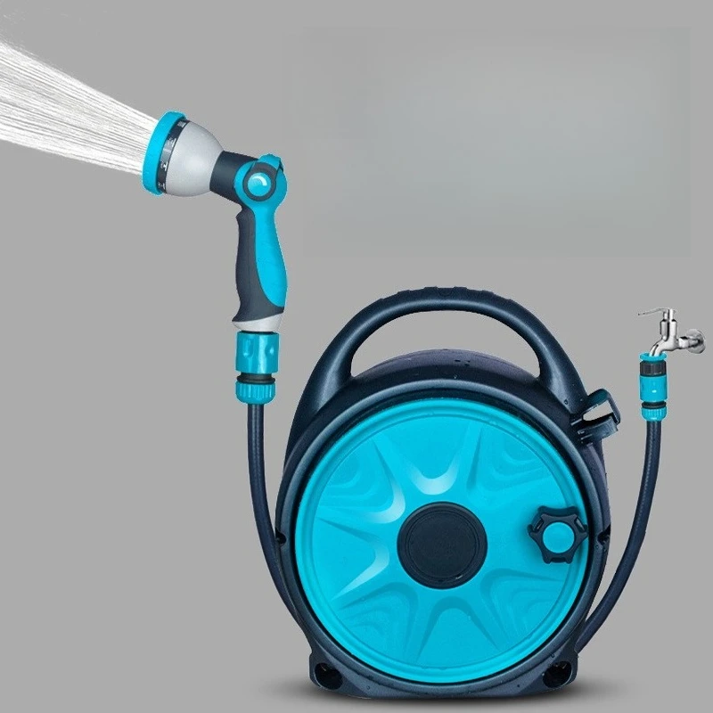30M Portable Wall Mount Hose Reel High Pressure Gun Multi Function Car Wash Garden Patio Irrigation Cleaning Sprayer Kit
