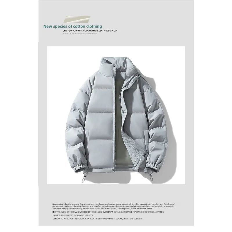 

Outdoor Cold-proof Down Cotton-padded Jacket Autumn and Winter Warm Overcoat Short and Loose Stand-up Collar Coat for Teenagers