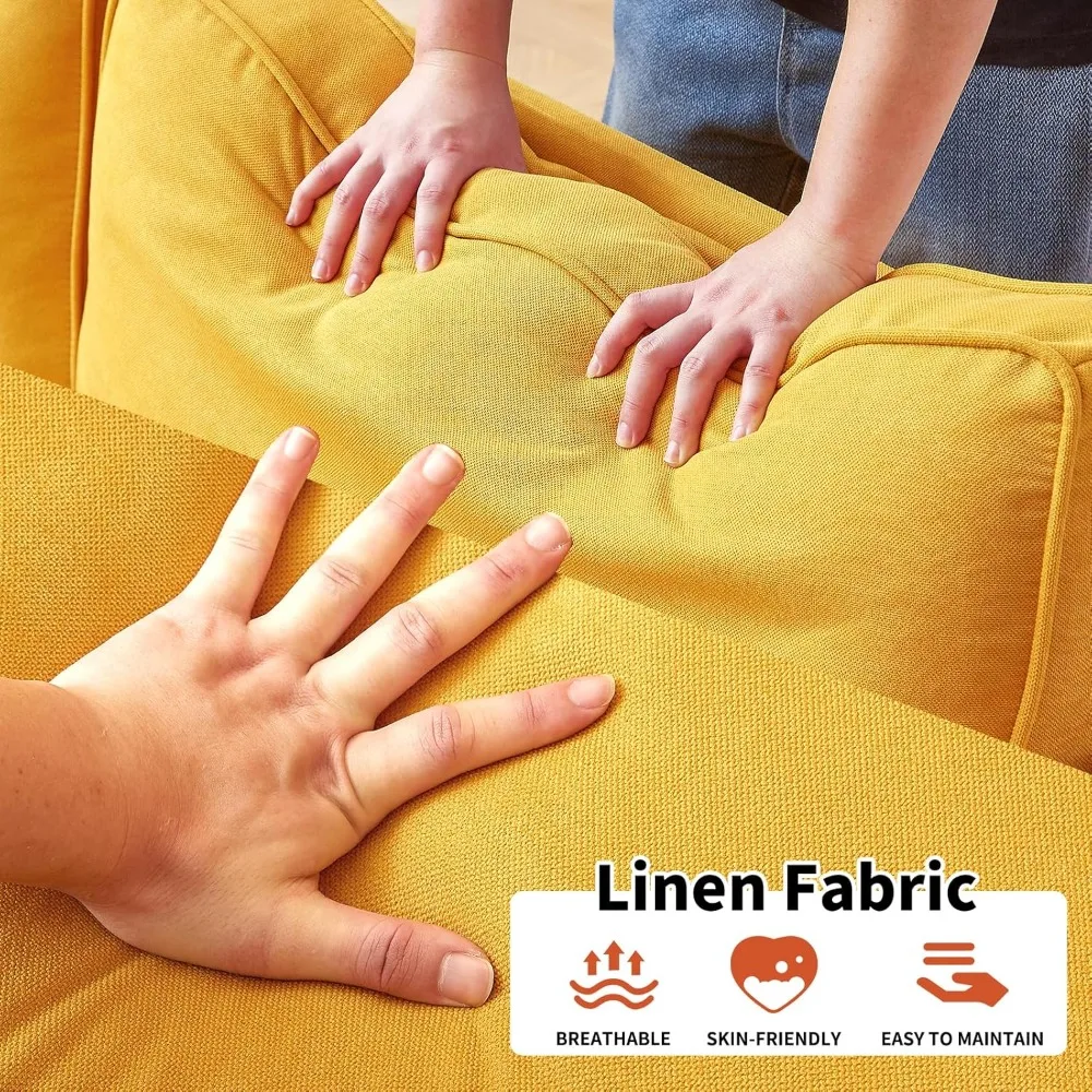 أريكة غرفة المعيشة الحديثة، أريكة من الكتان مقاس 79 بوصة مع أغطية قابلة للغسل وقابلة للإزالة ومقعد قابل للتعديل بعمق، أرائك مريحة لـ Sm