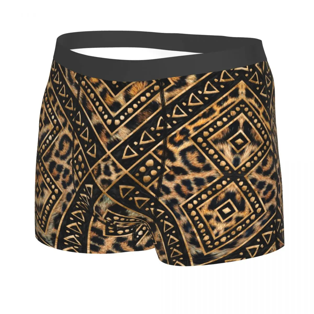 Leopard Fur Ethnic Tribal Geometric Underwear Male Sexy Print Boxer Shorts Panties Briefs Soft Underpants