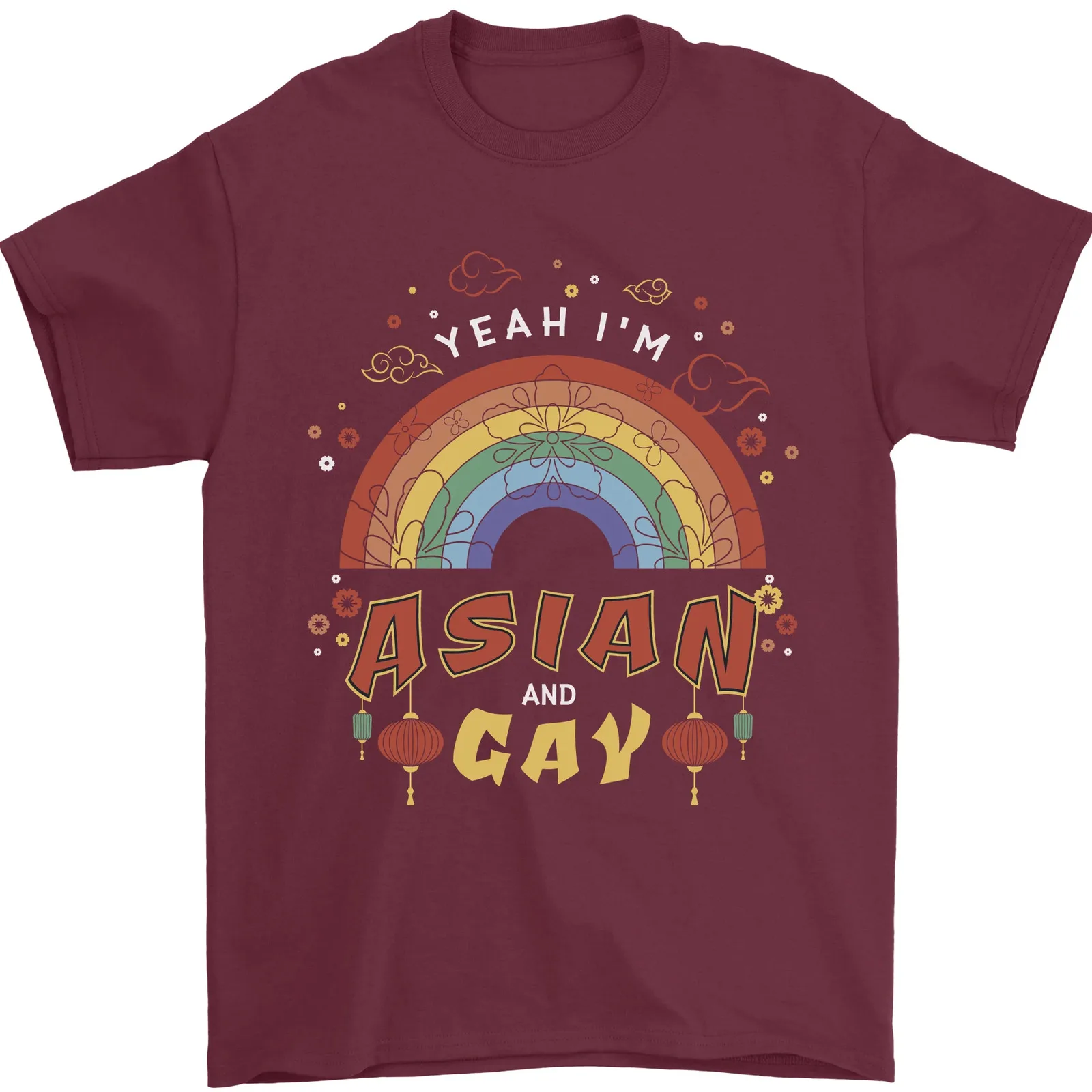 Asian and Gay Funny Gaysian LGBT Pride Mens T-Shirt 100% Cotton