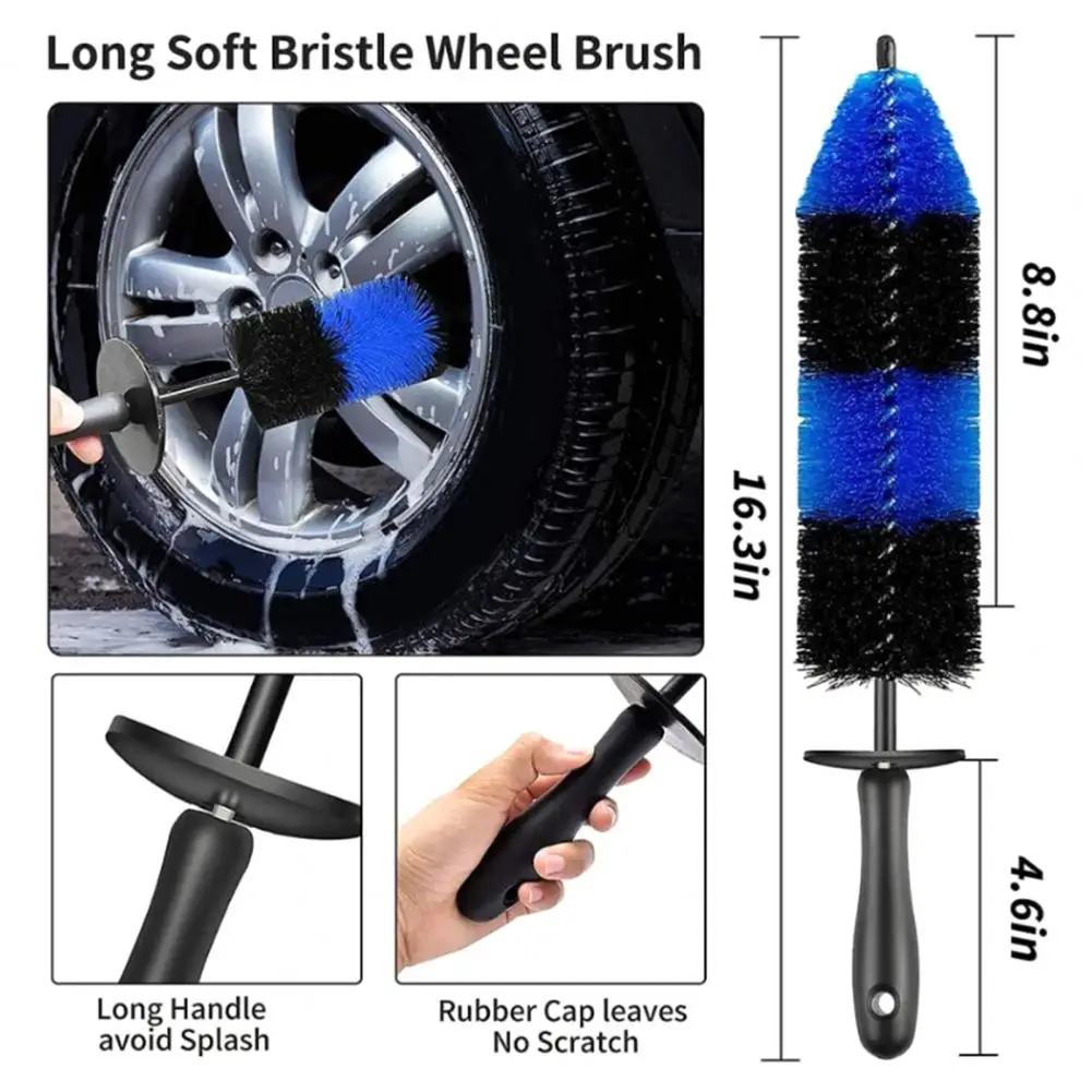 

Brake Dust Remover Brush Car Wash Brush Set 15pcs Bendable Car Wheel Brush Set for Tire Scratch-free Detailing Tools Kit Durable