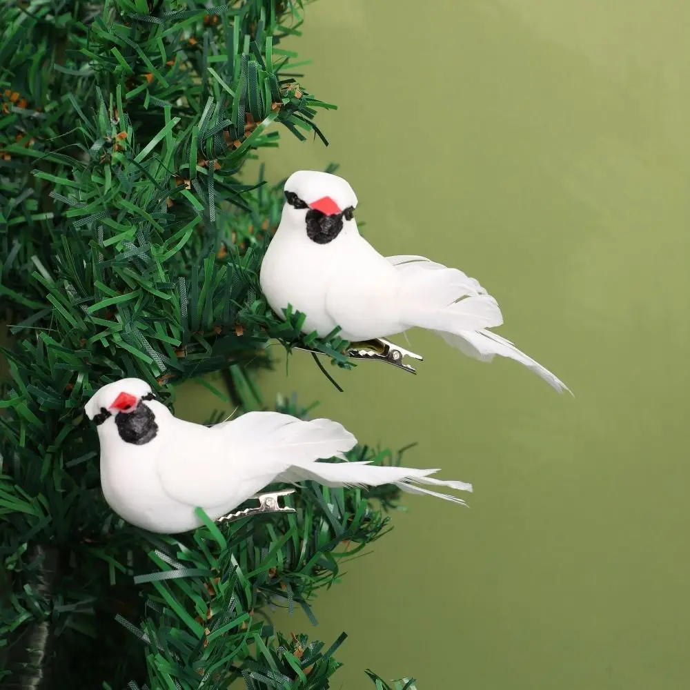 Realistic Simulated White Bird Cartoon Animal Model Artificial Bird Not Fade Christmas Tree Hummingbird Pendant Garden