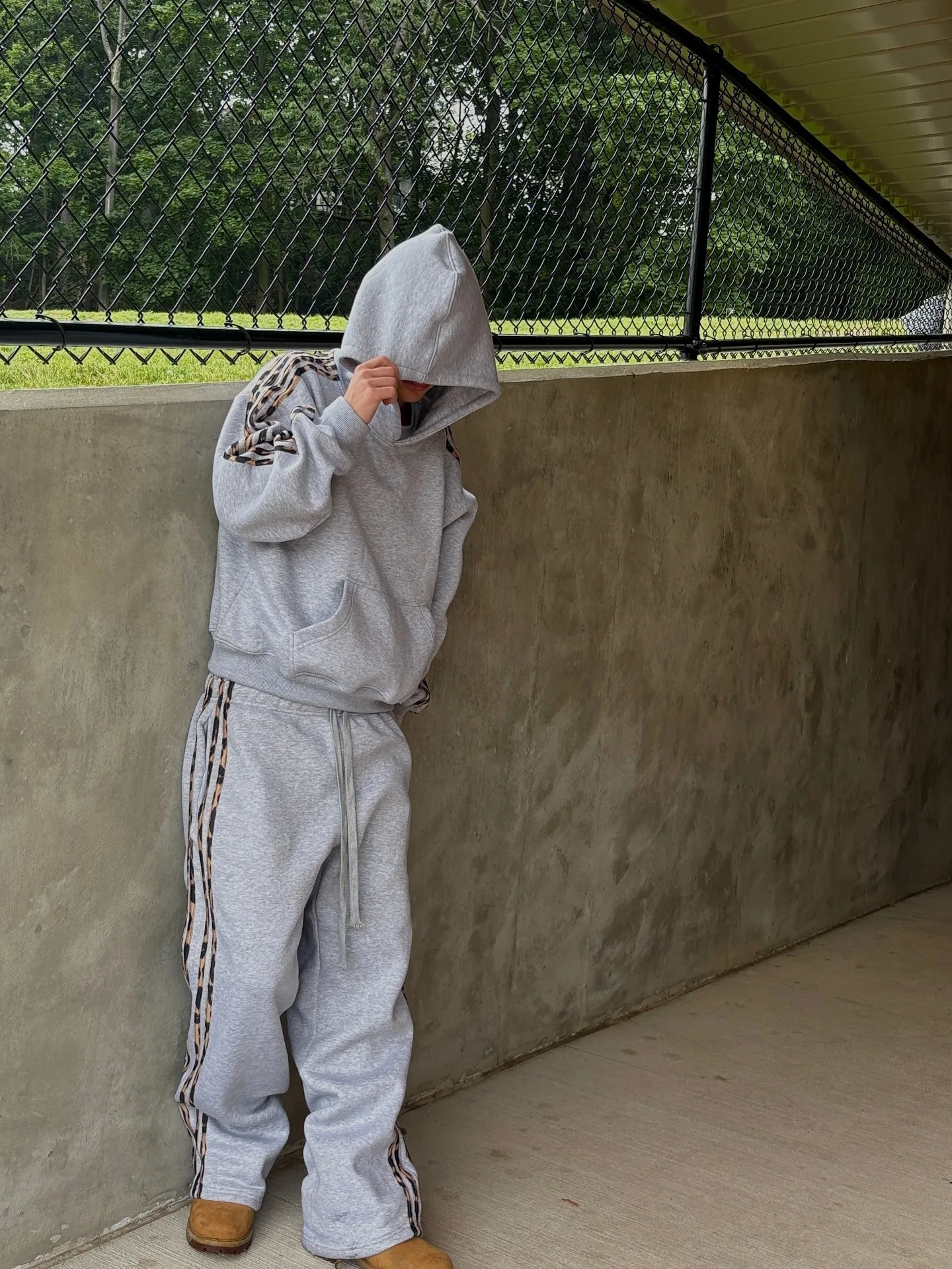 New street retro leopard print striped hooded sweatshirt pullover y2k loose casual men's and women's hoodie