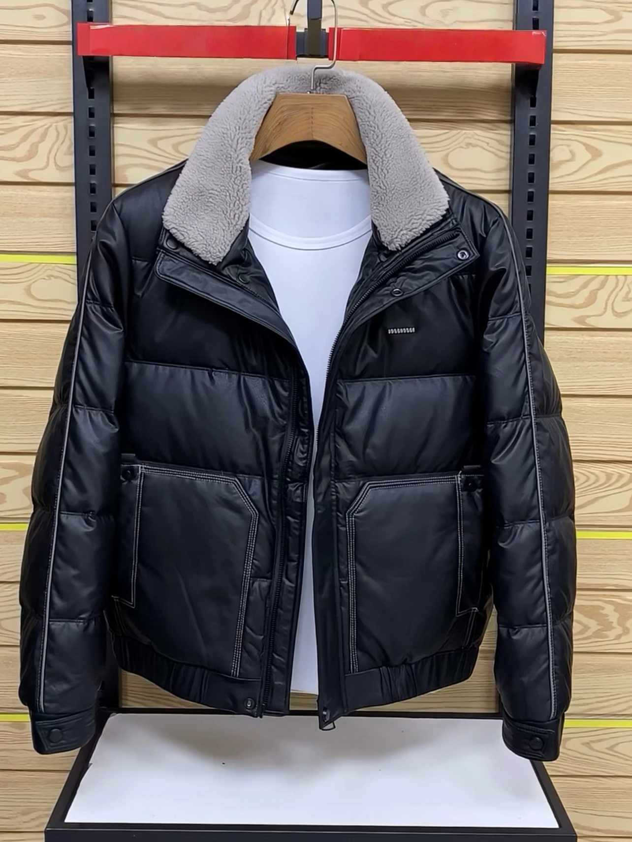 الراقية الرجال أسفل Jaet الأبيض دو ريشة جلدية سليم صالح ort Thiened الوقوف طوق مقاوم للماء يندبروف الدافئة عادية... #1