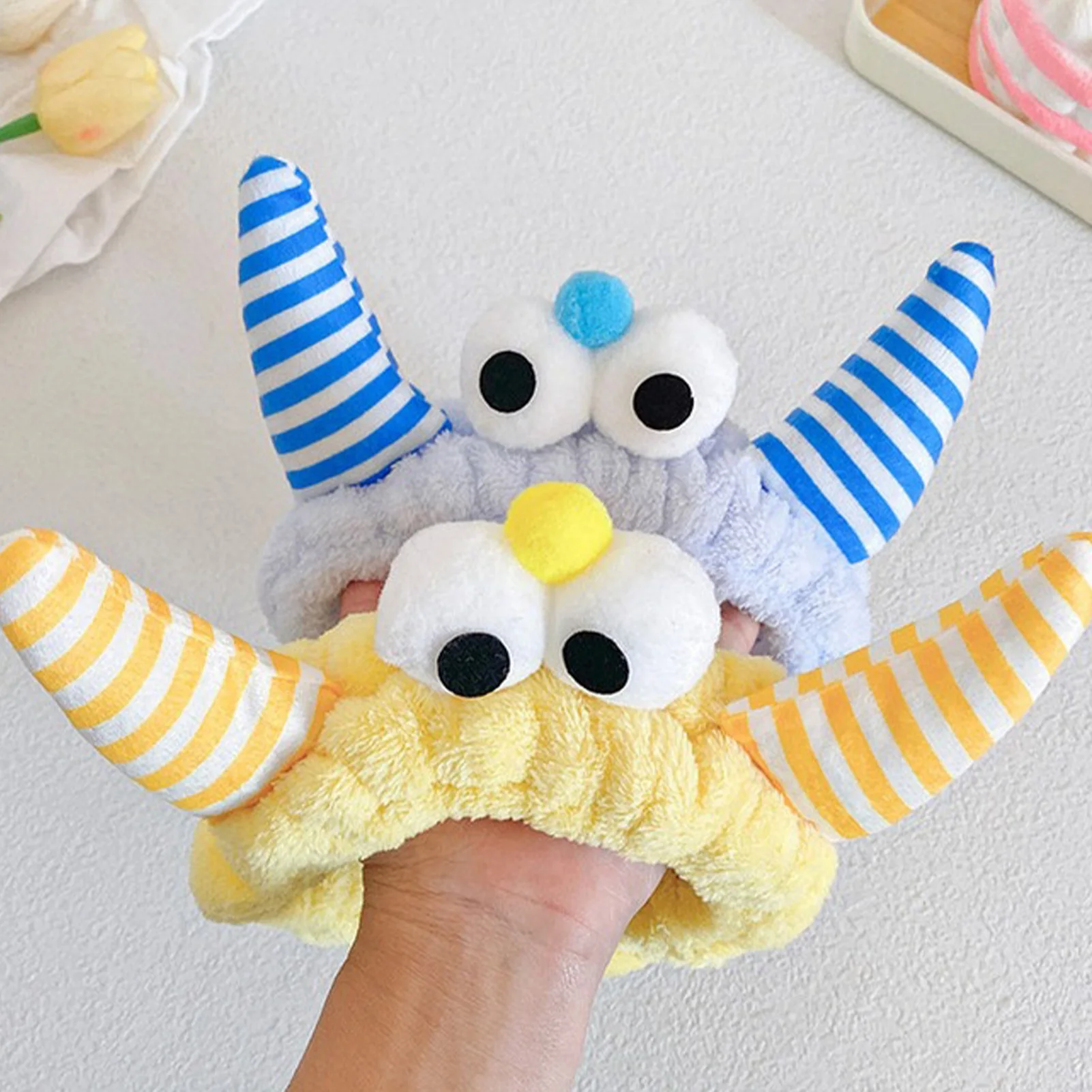 Lavagem do rosto titular do cabelo hairbands macio quente de pelúcia listra chifre vaca design bandana para mulheres meninas moda acessórios para o cabelo