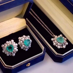 Natural Fresh Water Pearl Necklace and Earring Sets for Women Fine Jewelry 925 Sterling Silver with Zircon Elegant Female Gift