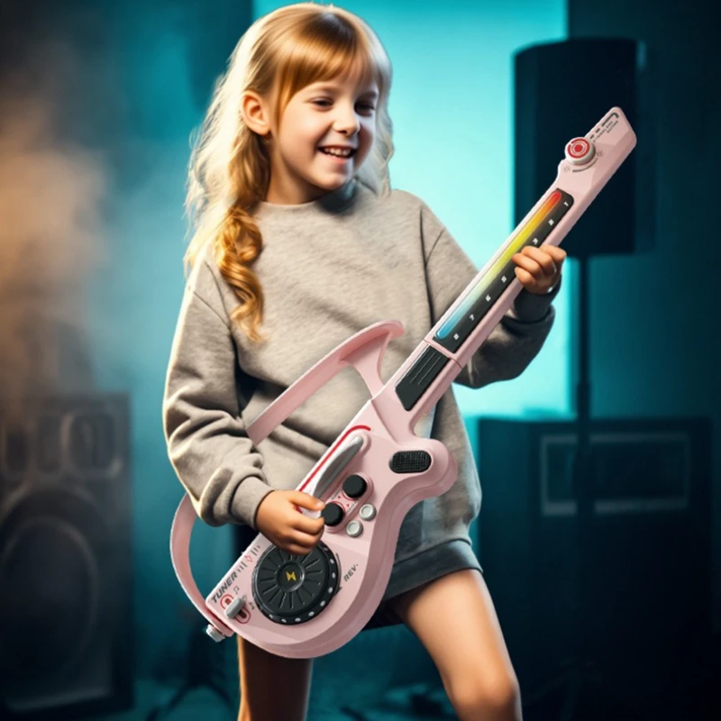 Wielofunkcyjna Elektryczna Gitara Zabawka DJ Muzyka Bez Strun Bluetooth Wczesna Edukacja Instrument Muzyczny Zabawka Gitara Prezent dla Chłopców i Dziewcząt