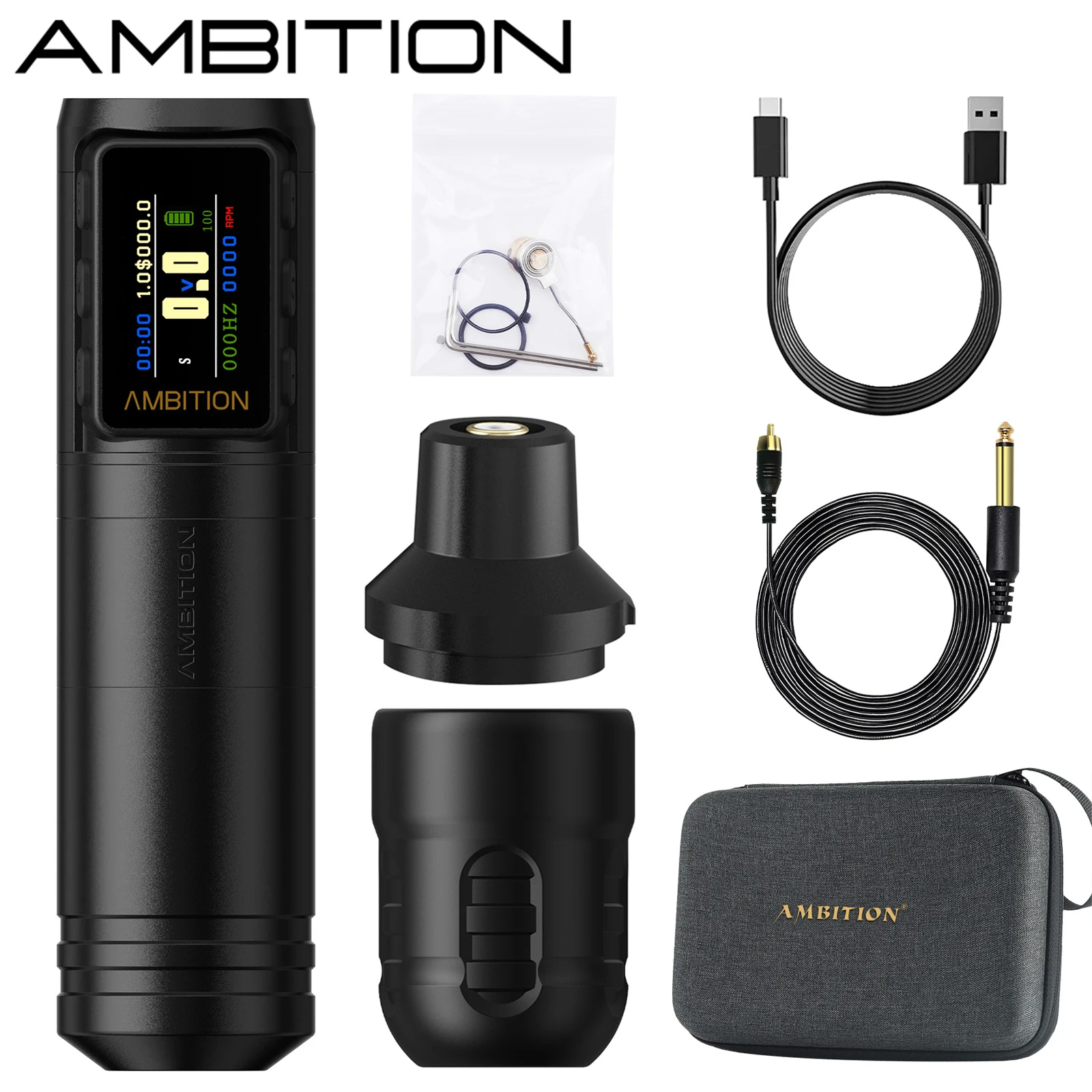 

Ambition Ninja 2025 Ход 4,0 мм + 3,5 мм Беспроводная тату-машинка Батарейная ручка 1700 мАч Профессиональный бессердечный мотор Tattoo Art Body