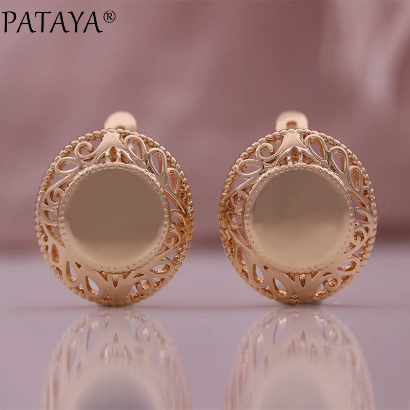 PATAYA New Round Glossy Earrings 585 Rose Gold Color Unique Fashion Jewelry Women Unusual Retro Dangle Earrings