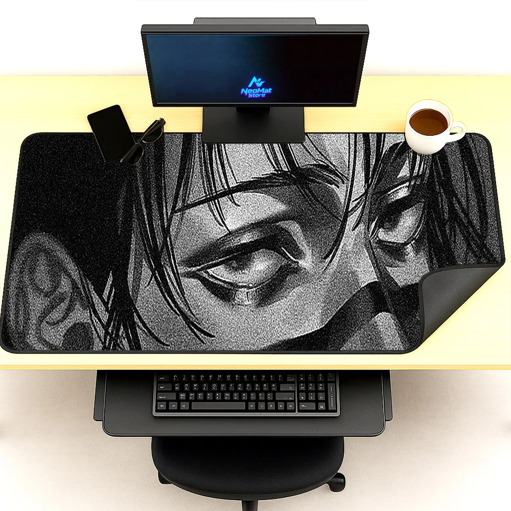 Gamer Mousepad Anime Girl Office Rug Black Carpet Computers Accessories Big Mousepepad 1000x600mm 1700x600mm Gaming Desk Mat