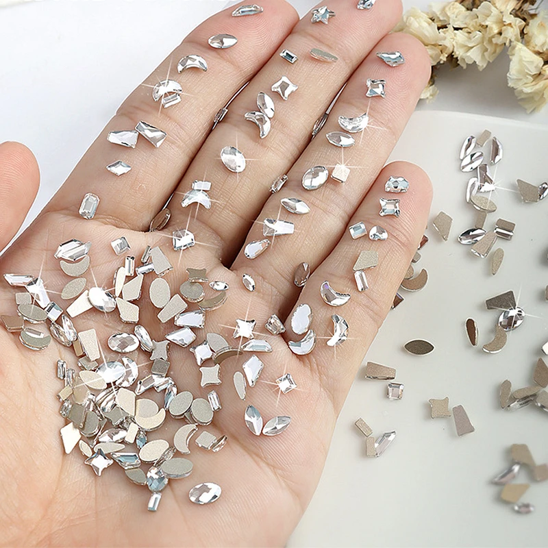 

50PCS Mixed Shape Flat Back 3D Nail Art Rhinestone Crystal Diamond Accessories For Nails Decoration Supplies Manicure Material
