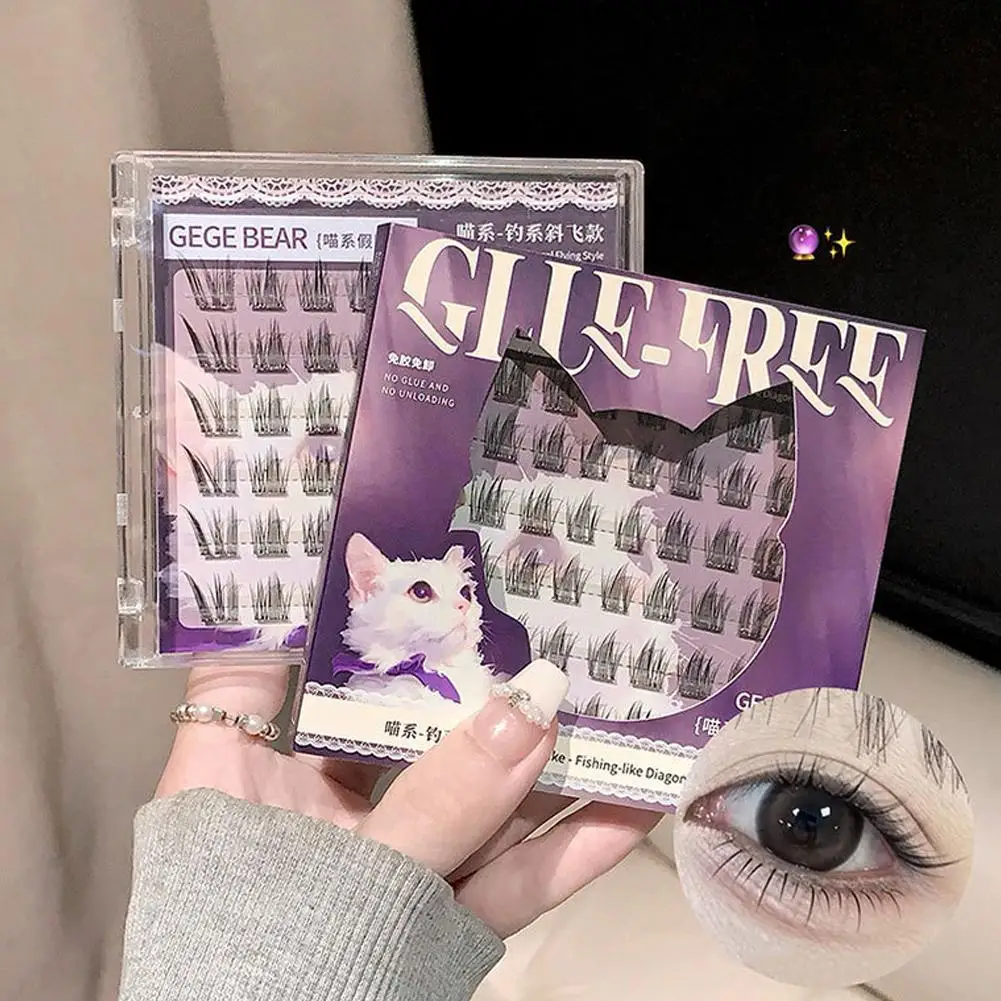 

Self-Adhesive DIY False Lashes Clusters Free Glue Faux Cils Fox Eye Natural Soft Winged Korean Fake Eyelashes Makeup Easy Wear