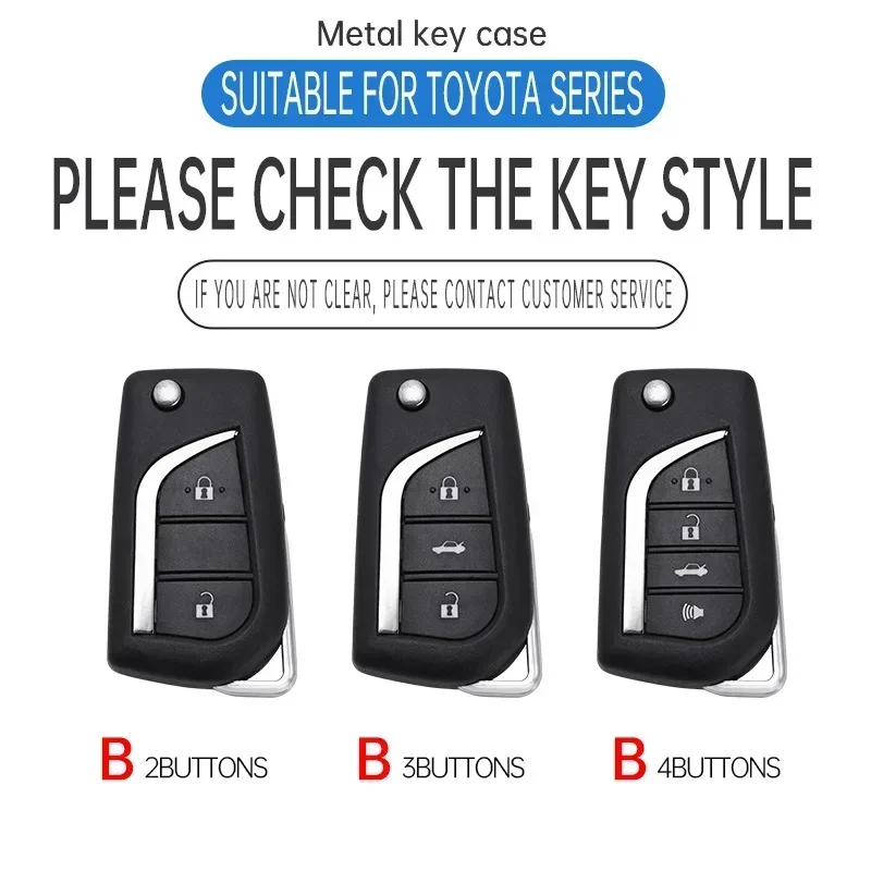 合金レザーカーキーケース,234ボタンのシェルフォブアクセサリー,トヨタハイラックス,カローラ,アベンシス,プラド,フォーチュナー,rav4,chr