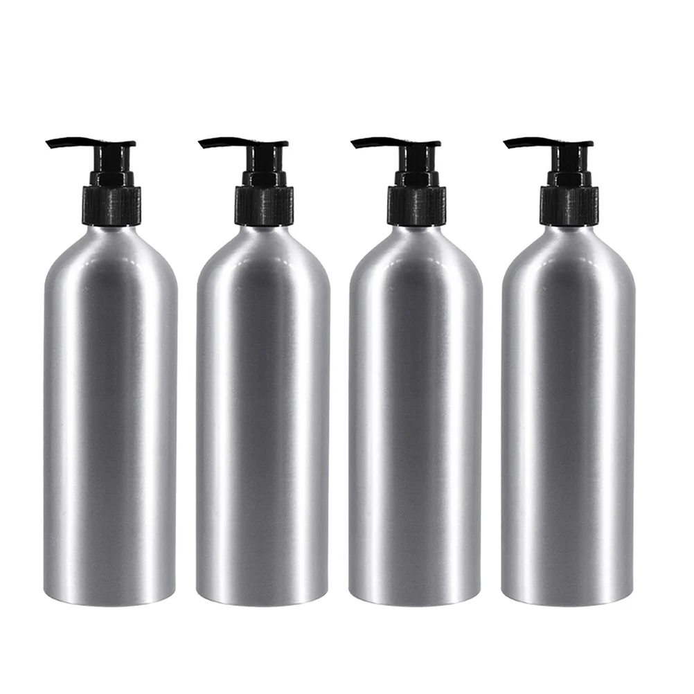 4 Pcs Dispensing Aluminum Bottles Empty Shampoo Lotion Container Pump Bulk Liquid Dispenser Spiral Sub Press with Massage Baby