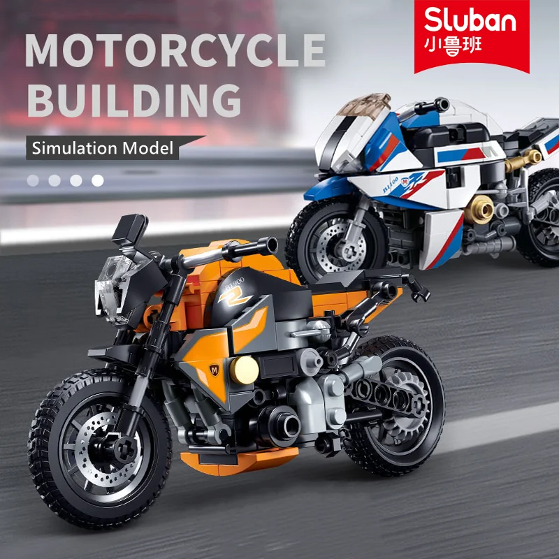 

Sluban Building Block Toys B1129-B1134 1/12 Scale Motor Bikes 196-242PCS Model Bricks Compatbile With Leading Brands