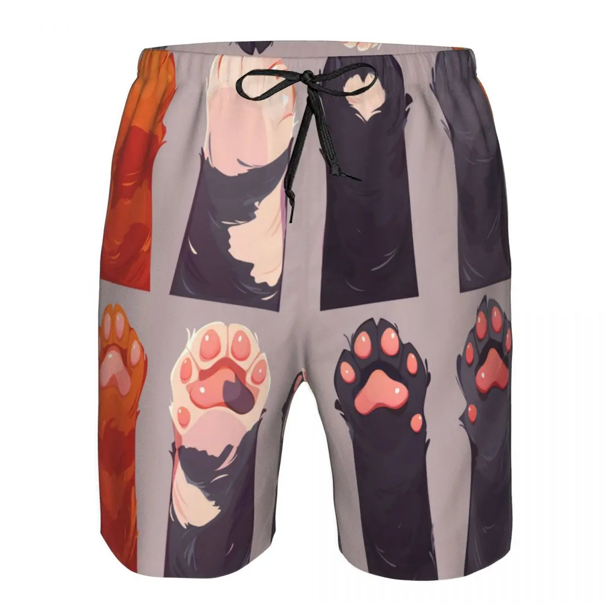 

Mens Swimwear Trunks Beach Board Shorts Swimsuits Mens Running Sports Surffing shorts Cartoon Cat Paws Quick Dry