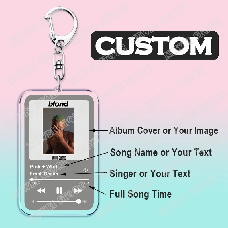 LLavero de música de cantante de canción personalizado, cubierta de álbum personalizado, llavero de foto, novio, novia, San Valentín, cumpleaños, regalos para seguidores DIY