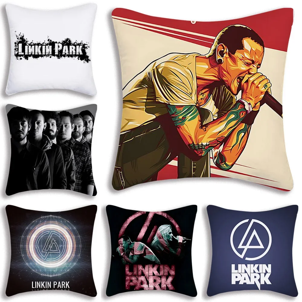 Pillow Covers Cartoon Rock Band L-linkins Parks Sofa Decorative Home Double-sided Printing Short Plush Cute Cushion Cover