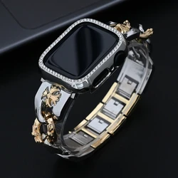 Women Stainless Steel Band For Apple Watch 38mm 40mm 41mm 42 44 45mm Luxury Strap For iWatch Series 9 8 7 6 5 4 se 49mm Bracelet