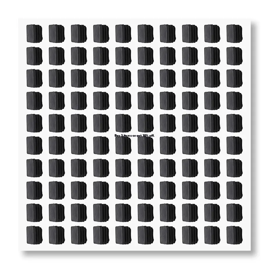 ●100pcs Plastic Square Tube Inserts End Blanking Caps 20mm x 20mm Black