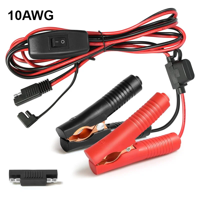 10AWG SAE Connector Quick Disconnect Battery Alligator Crocodile Clip with 10-25A Fuse for Car Motorcycle for Power Enthusiasts