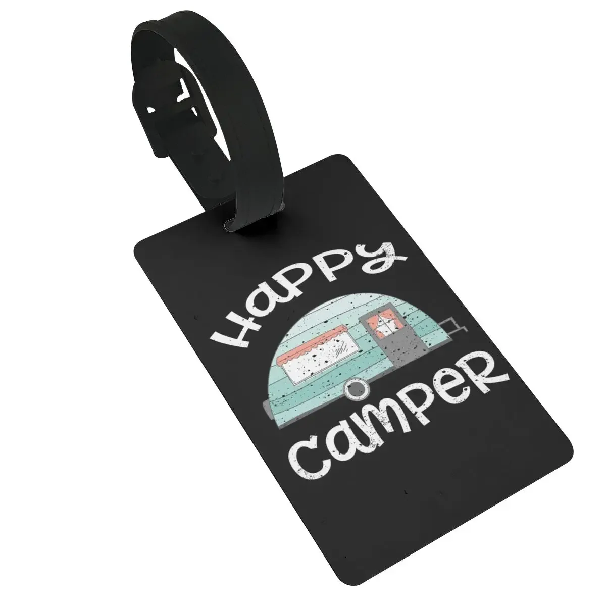 

Happy Retro Trailer RV Caravan Camping Luggage Tags Suitcase Accessories Travel Baggage Boarding Tag Portable Label