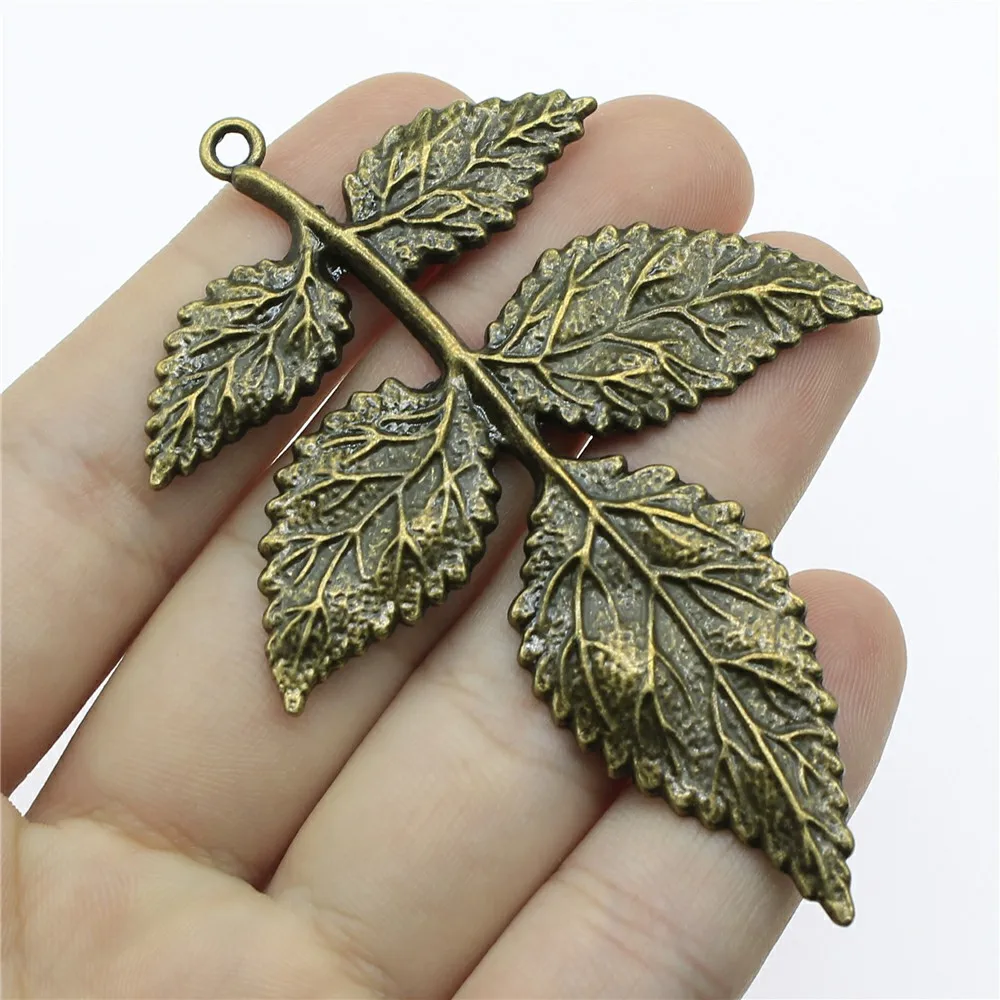 WYSIWYG 1pcs 79x56mm Vintage Leaf Branch Pendants Charm Jewelry Making 2 Colors Branch Pendants Charm Big Branch