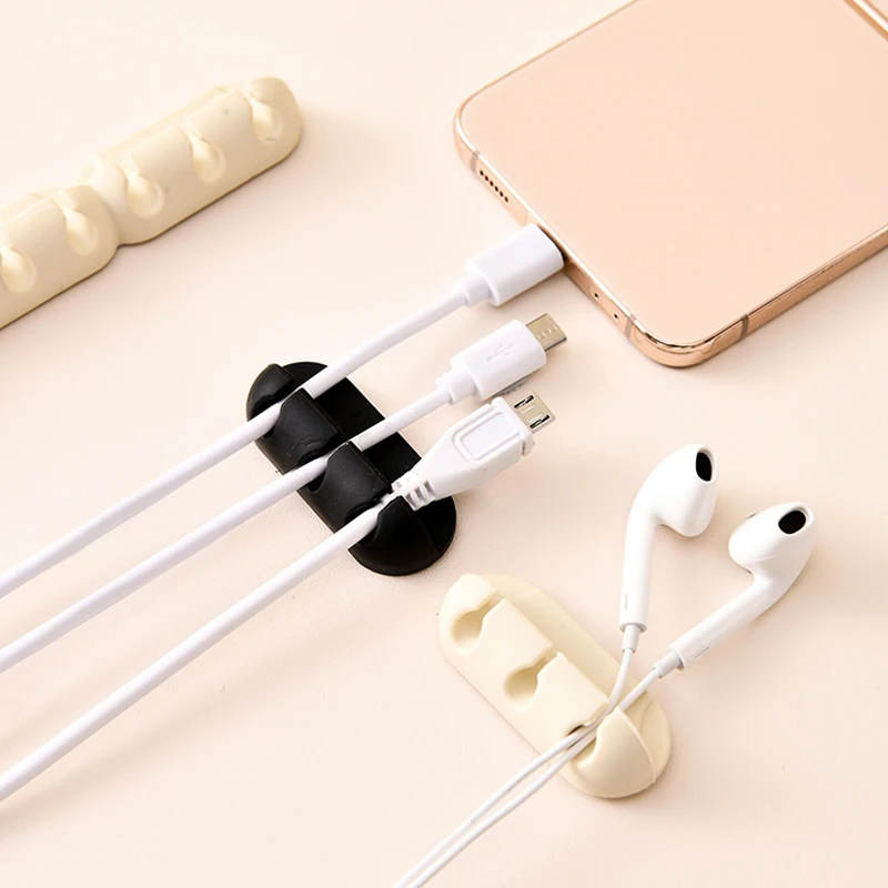 Silicone Cable Clips for USB/Mouse/Headphone Cords - Desktop Cable Organization with Adhesive Backing