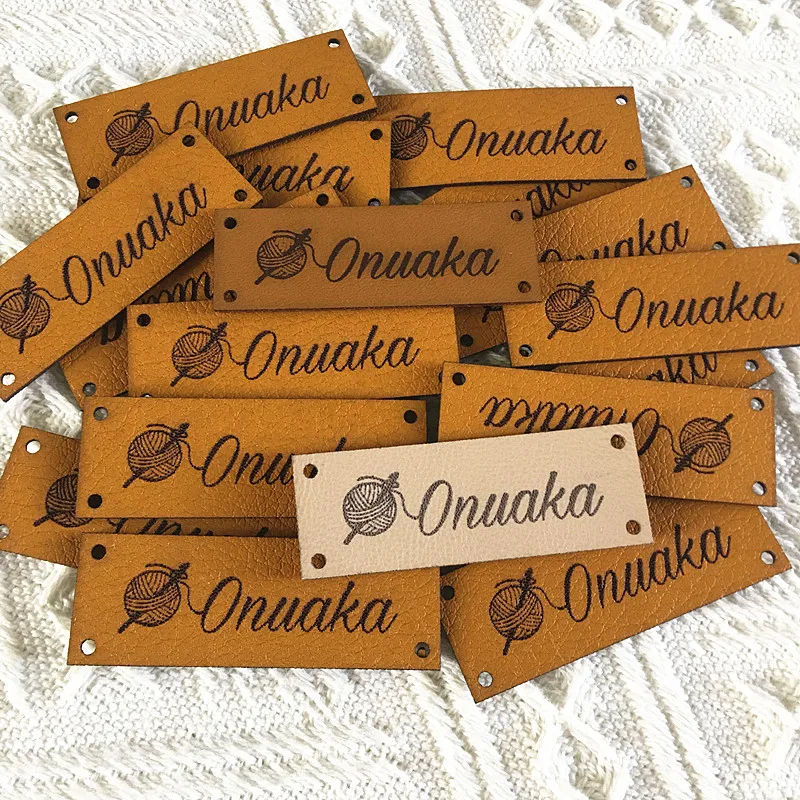 30pcs Handmade labels for clothes crafts Personalized knitting hat tag with logo Custom leather sewing Garment label accessories