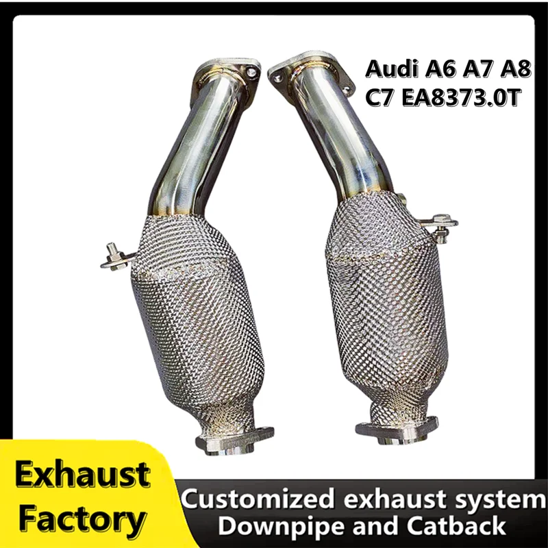 For Audi C7 A6 A7 A8 EA837 3.0T stainless steel head section exhaust pipe system no cat downpipe without catalyst exhaust