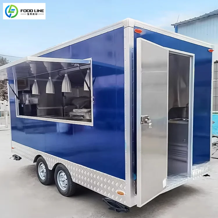 FOODLINE Mini Street Food Cart Built-in Storage Drawer Easy Clean Stainless Steel Counter New Retail Business Gear