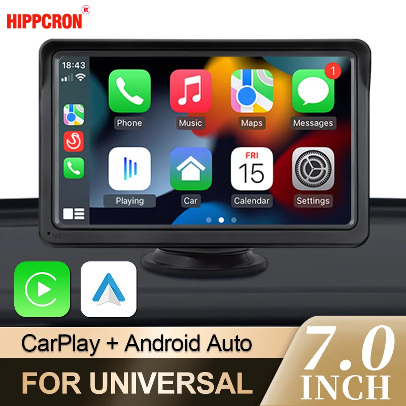 Hippcron Wireless CarPlay Android Auto Car Stereo, 7