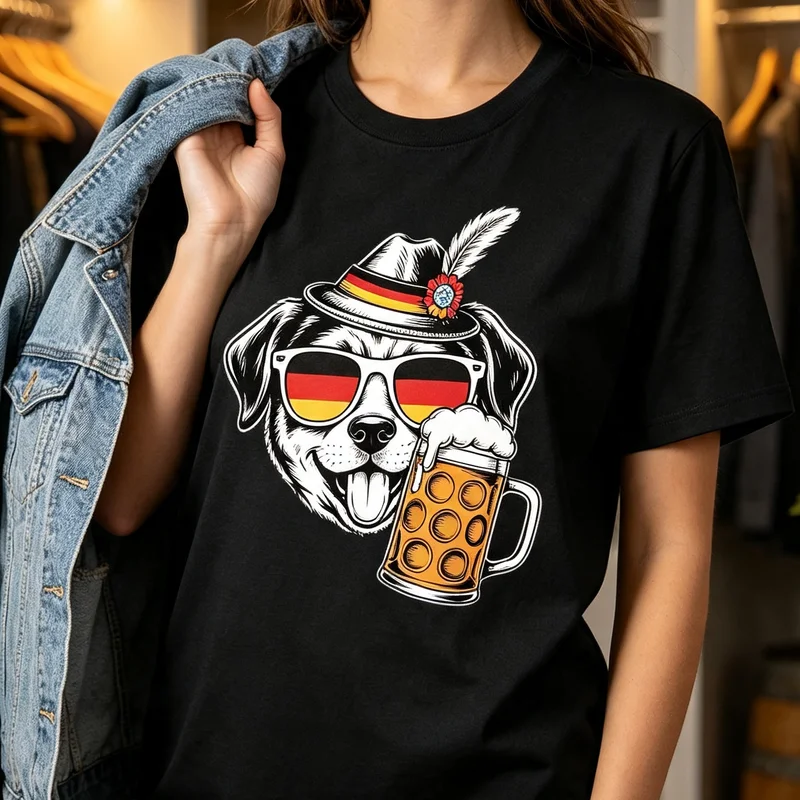 Dog Beer Festival Funny Puppy Beer Mug Graphic T Shirt Oktoberfest Cotton Tee Casual Streetwear Gift Dog Beer Lovers Men Women