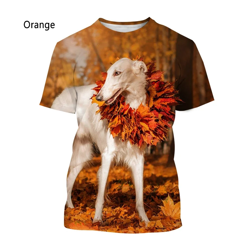 New Fashion Animal Greyhound 3D Printing T-shirt Men\'s and Women\'s Summer Casual Short-sleeved Round Neck Dog Shirt Tops