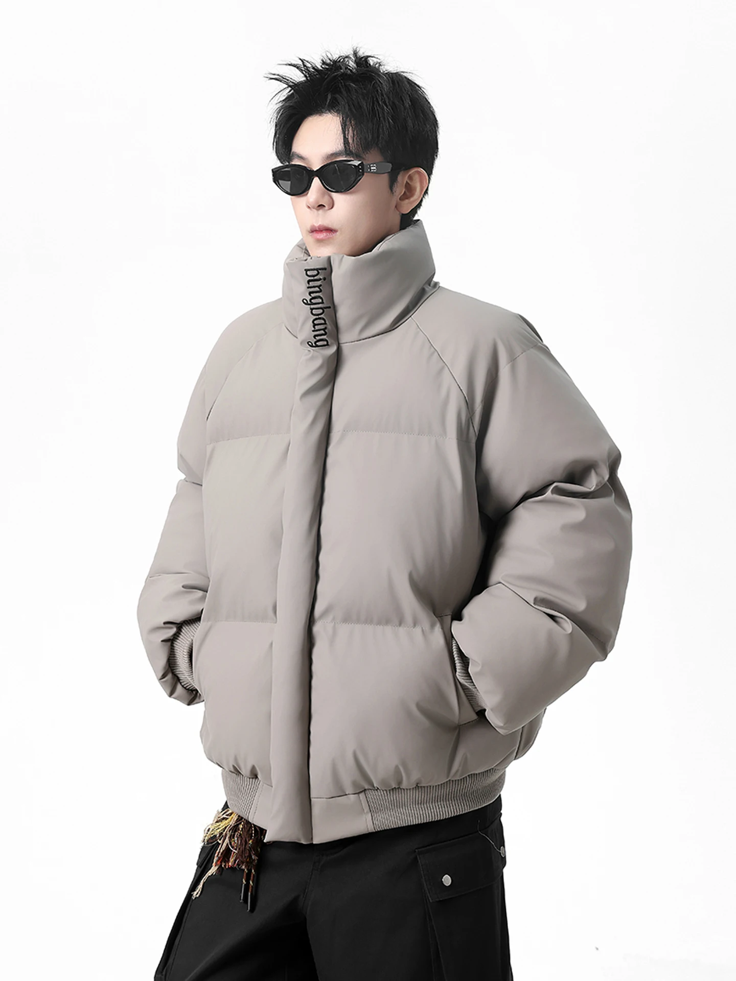 

Мужское хлопковое пальто Thiened из искусственной кожи с вышивкой и воротником-стойкой, зимнее теплое пальто с хлопковой подкладкой, модное вино...