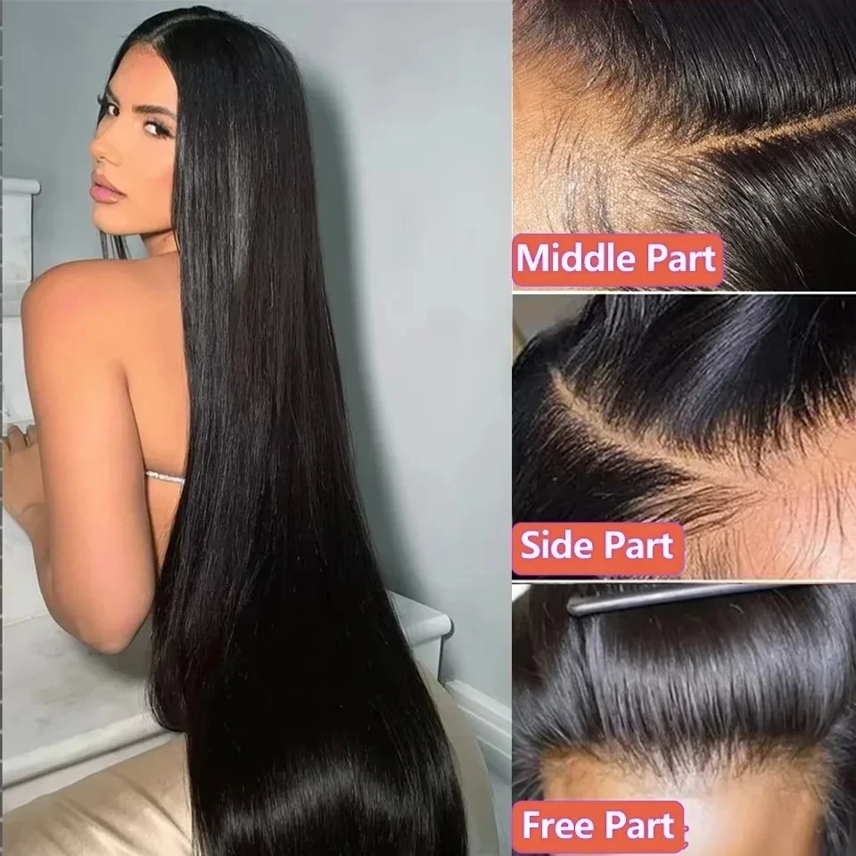 Peluca de encaje HD, cabello humano prearrancado, peluca de encaje HD, pelucas de cabello humano 13x6, peluca Frontal de encaje recto de hueso de 36 pulgadas para mujeres
